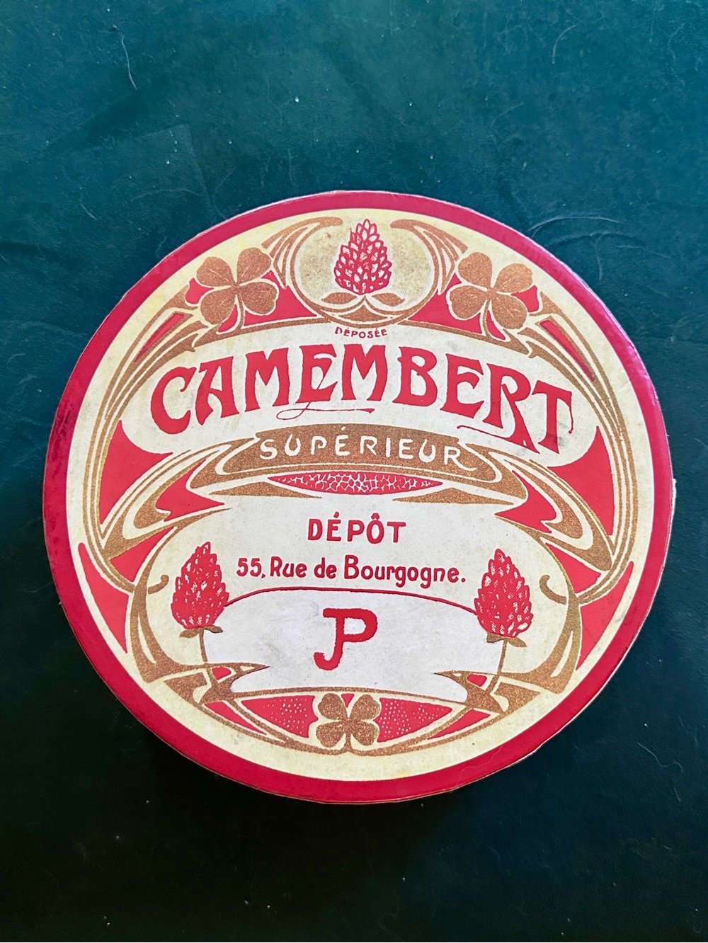 Camembert Supérieur Round Cheese Box - Red & Cream Vintage Label
